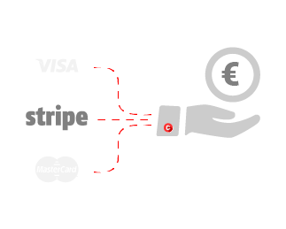 Pictograma de Pasarelas de pago Visa Mastercard con Stripe